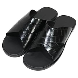 Balenciaga-[Used]  [good Condition] BALENCIAGA / Balenciaga | croco embossed embossed croco leather sandals | 42 | black | men's-Black