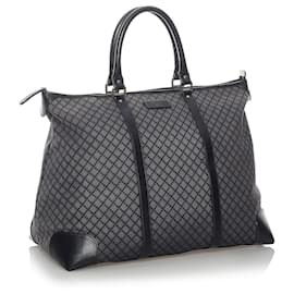 Gucci-Gucci Gray Diamante Canvas Tote Bag-Grey