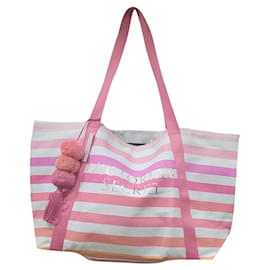 Autre Marque-Victoria's Secret borsa tote bag righe-Rosa,Bianco