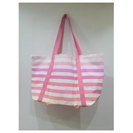 Autre Marque-Victoria's Secret borsa tote bag righe-Rosa,Bianco