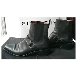 Givenchy-GIVENCHY Men's black leather boots T44 IT very good condition-Black