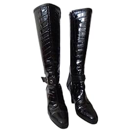 Autre Marque Botas de couro preto para mulher Preto