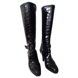 Autre Marque Botas de piel negra para mujer Negro