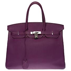 Hermès-Stunning Hermes Birkin handbag 35 cm in Togo Anemone leather, palladium silver metal trim-Purple