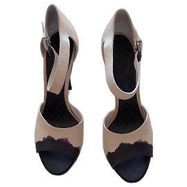 Bottega Veneta Leather Sandals Beige 10 cm Heels Beige