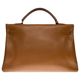 Hermès-Splendid Hermes Kelly handbag 40 turned shoulder strap in Courchevel Camel leather (Gold) , gold plated metal trim-Golden