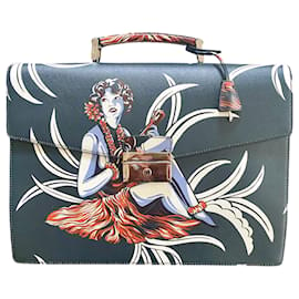 Prada-Printed Saffiano leather briefcase-Multiple colors