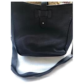 Autre Marque-Grained leather shoulder bag-Black