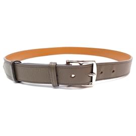 Hermès-HERMES ETRIVIERE T BELT95 IN ETOUPE TAURILLON LEATHER PALLADIE BELT BUCKLE-Taupe