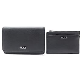 Tumi-NEUF LOT TUMI BELDEN PORTEFEUILLE SLIM + PORTE CARTES CUIR NOIR NEW WALLET-Noir