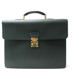Louis Vuitton LOUS VUITTON ROBUSTO BAG 2 BRIEFCASE GREEN TAIGA LEATHER BELLOWS Green