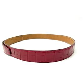 Autre Marque-NEW T-BELT TIE 90 COMPATIBLE BUCKLE HERMES 32MM CROCODILE LEATHER-Red