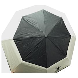 Chanel-NEW CHANEL UMBRELLA PATTERN BLACK & BEIGE QUILTED + NEW UMBRELLA COVER-Other