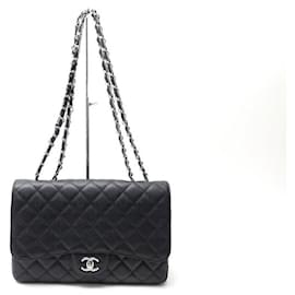Chanel-NEW CHANEL CLASSIC TIMELESS JUMBO HANDBAG BLACK QUILTED CAVIAR LEATHER-Black