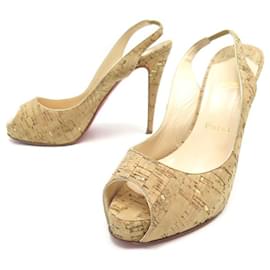 Christian Louboutin-CHRISTIAN LOUBOUTIN PRIVATE NUMBER PUMPS 40 CORK SHOES-Beige