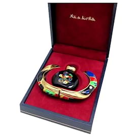 Autre Marque-VINTAGE NIKI DE SAINT PHALLE SERPENTINE BOTTLE BRACELET BOX 18CM GOLDEN EMAIL-Golden