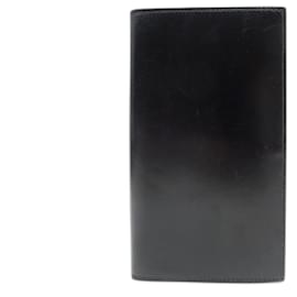 Hermès-HERMES CHECKBOOK COVER BOX LEATHER BLACK LEATHER CHECKBOOK COVER-Black