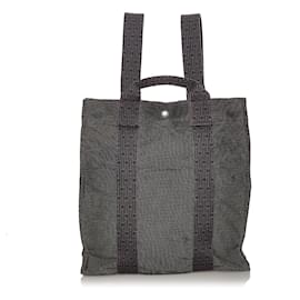 Hermès-Hermes Gray Herline Canvas Backpack MM-Grey