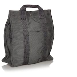 Hermès-Hermes Gray Herline Canvas Backpack MM-Grey
