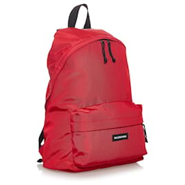 Balenciaga-Balenciaga Red Explorer Nylon Backpack-Black,Red