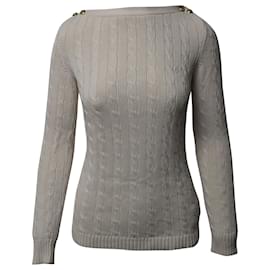 Autre Marque-Lauren Ralph Lauren Cableknit Sweater in Cream Cotton-White,Cream