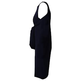 Red Valentino-Red Valentino Sleeveless Belted Dress in Navy Blue Acetate-Navy blue