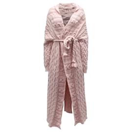 Alanui-Alanui Chunky Knit Long Cardigan in Pink Cotton-Pink