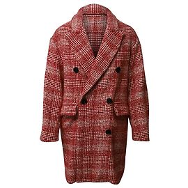 Isabel Marant Etoile Checked Trench Coat in Red Acrylic Red