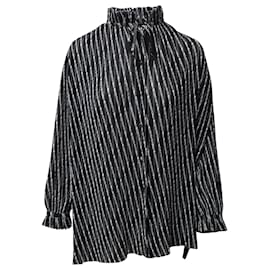 Balenciaga-Balenciaga Electric Plissee-Bluse mit Logo-Print aus mehrfarbigem Polyester-Mehrfarben 