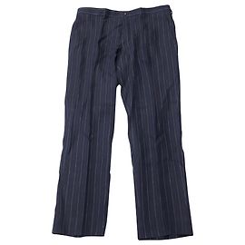 Pantaloni Etro Gessati in Lino Blu Navy Blu