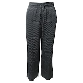 Ganni-Pantalones con cordón Ganni en seda negra-Negro