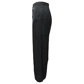 Ganni-Pantalones con cordón Ganni en seda negra-Negro