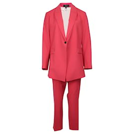 Theory-Theory Etiennette Blazer and Treeca Pants Set in Pink Wool-Pink