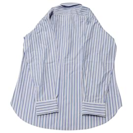 Etro-Camisa Etro com estampa listrada e botão em algodão azul-Azul