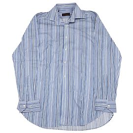 Camisa de algodón azul a rayas con botones de Etro Azul