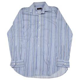 Etro-Etro Multistriped Button Down Shirt in Blue Cotton-Blue