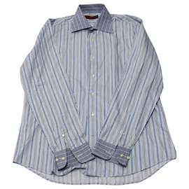 Etro-Camisa a rayas de Etro en algodón azul-Azul