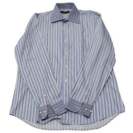 Etro Gestreiftes Buttondown-Hemd aus blauer Baumwolle Blau
