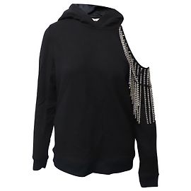 Christopher Kane Kapuzenpullover mit Kristallverzierung aus schwarzer Baumwolle Schwarz