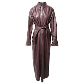 Nanushka-Nanushka Rosana Vegan Leather Maxi Dress in Burgundy Polyester-Dark red