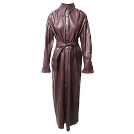 Nanushka Rosana Veganes Leder-Maxikleid aus bordeauxfarbenem Polyester Bordeaux