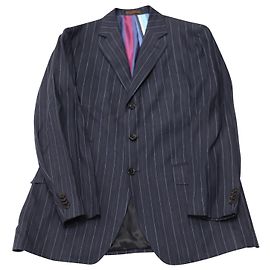 Veste Blazer Rayée Etro en Lin Bleu Bleu