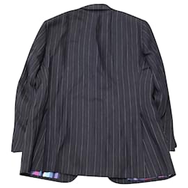 Etro-Etro Striped Blazer Jacket in Blue Linen-Blue