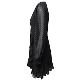 Michael Kors-Michael Michael Kors Polka-Dot Ruffled Wrap Dress in Black Polyester-Black