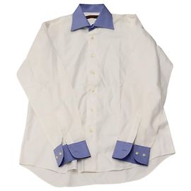 Camicia Etro a Maniche Lunghe con Dettaglio Contrasto in Cotone Bianco Bianco