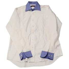Etro-Etro Contrast Detail Long Sleeve Shirt in White Cotton-White