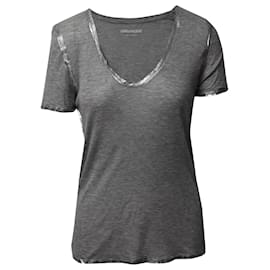 Zadig & Voltaire-Zadig & Voltaire Tino Foil T-shirt in Grey Modal-Grey