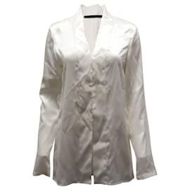 Haider Ackermann-Haider Ackermann Shawl Collar Blouse in Cream Silk-Satin-White,Cream