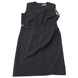 Helmut Lang Robe Droite à Taille Slash en Polyester Noir Noir