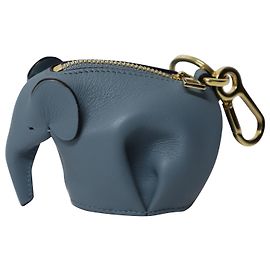 Charm Elefante Loewe em couro de bezerro cinza pedra Azul